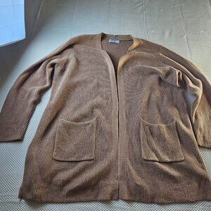 Old Navy Womens Ribbed Open-Front Cardigan Sweater Xxl Light Brown Cotton Blend